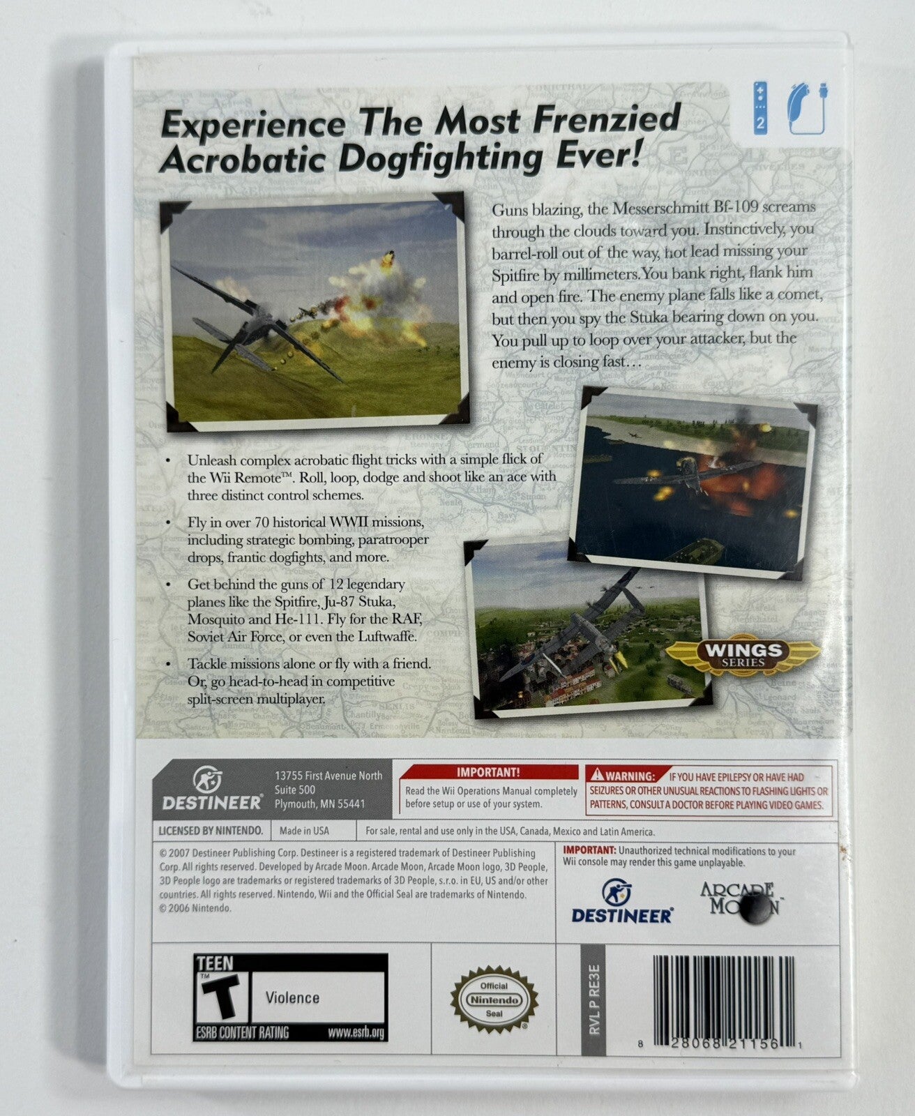 WWII Aces (Nintendo Wii, 2008) Game Case Manual - Tested and Working