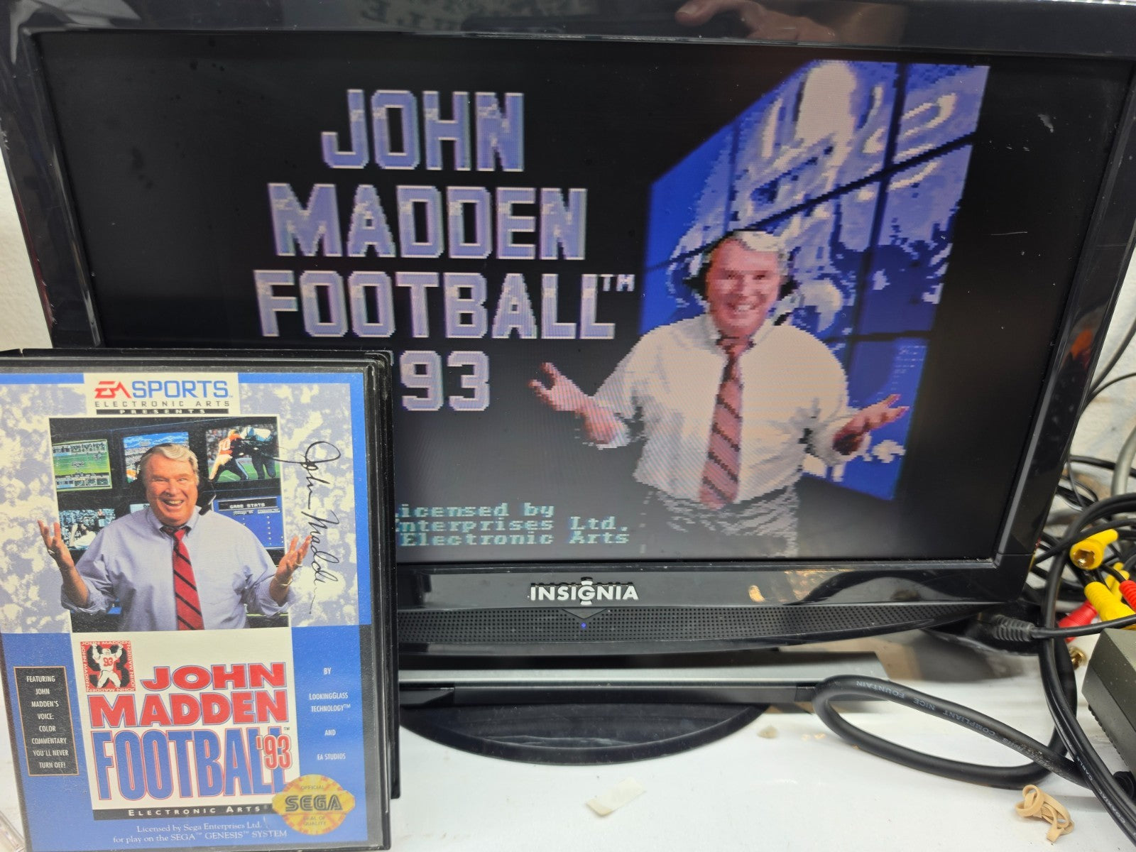 John Madden Football '93 (Sega Genesis, 1993) Game, Case, Registration, Insert