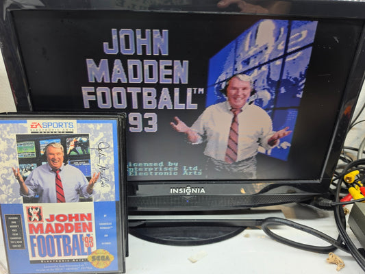 John Madden Football '93 (Sega Genesis, 1993) Game, Case, Registration, Insert