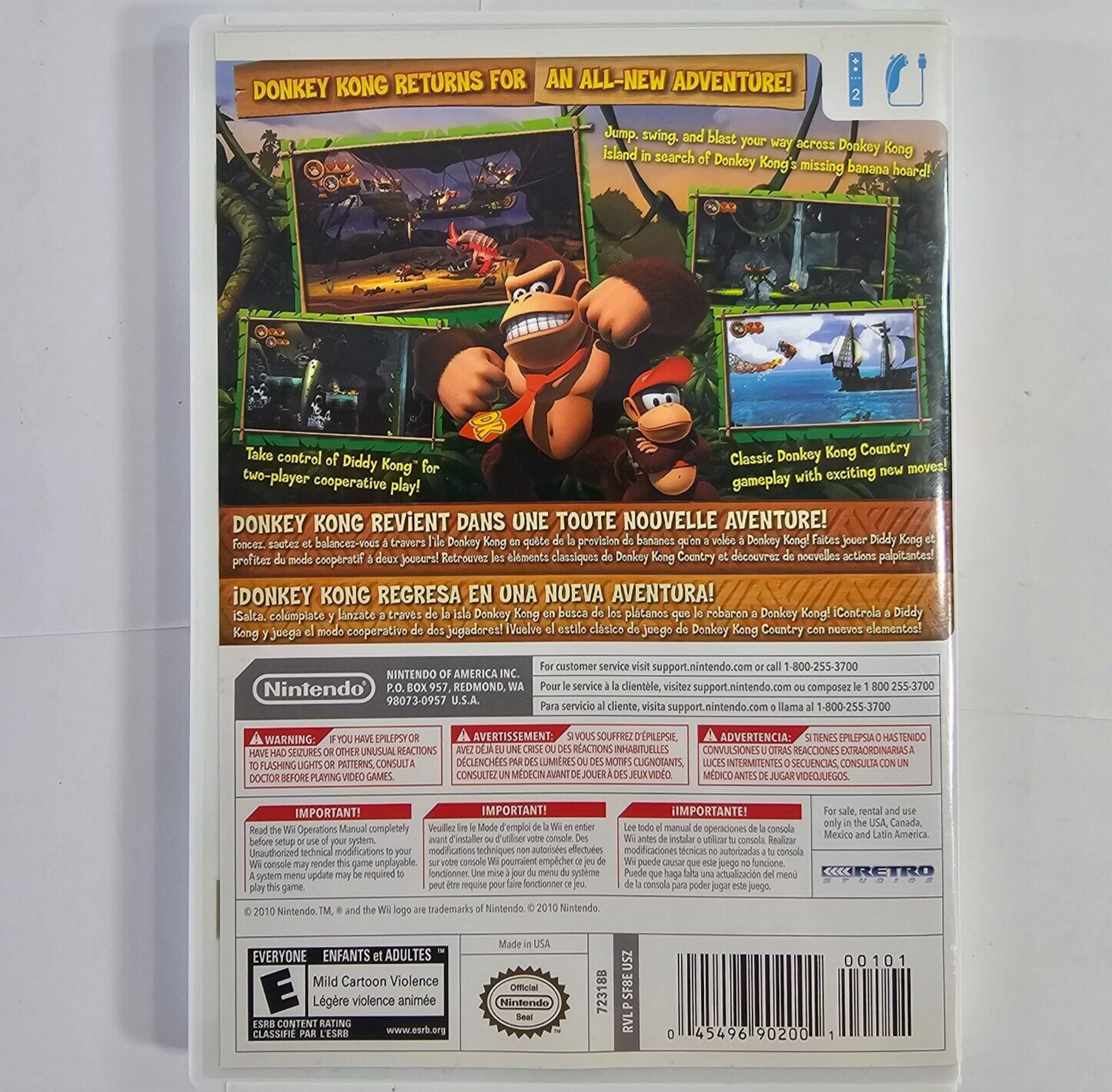 Donkey Kong Country Returns (Nintendo Wii, 2010) Game Case Manual - Tested