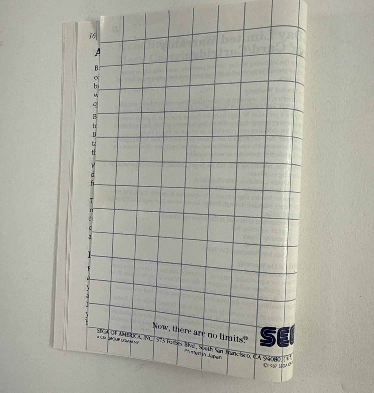 Great Baskeball (Sega Master System, 1987) Game Case Manual - Tested and Working