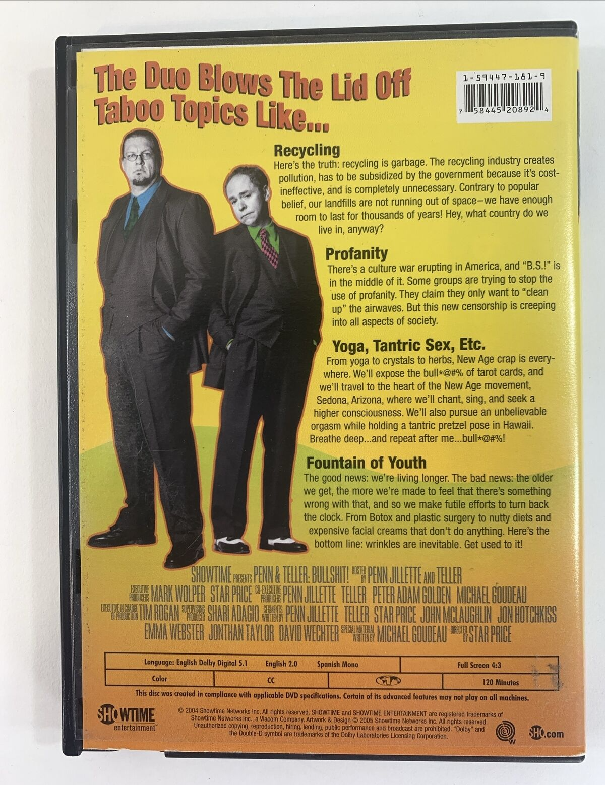 Penn  Teller: B.S. - The Complete Second Season, Vol. 1 And 2 (DVD bundle)