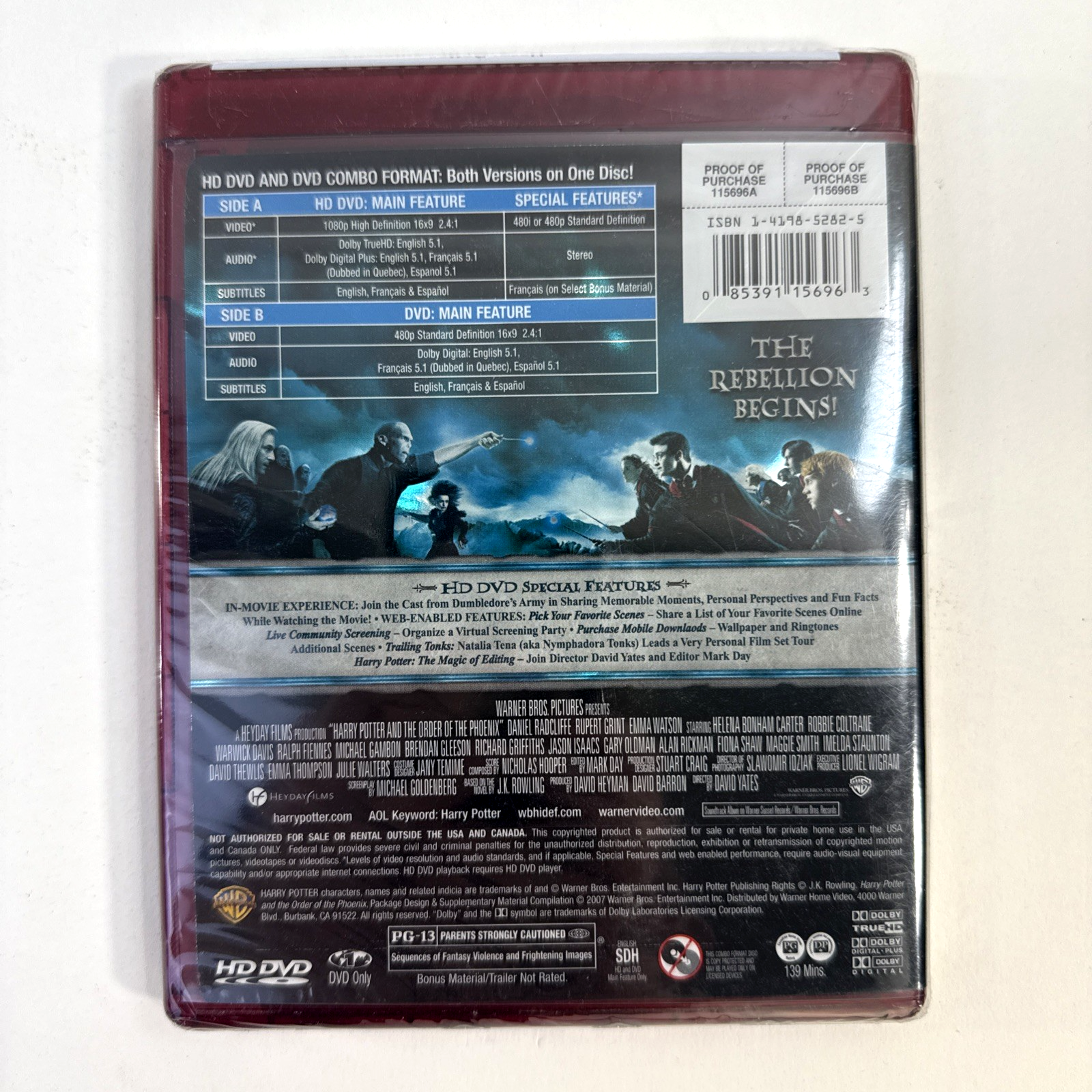 Harry Potter and the Order of the Phoenix (HD DVD, 2007) New, Factory Sealed