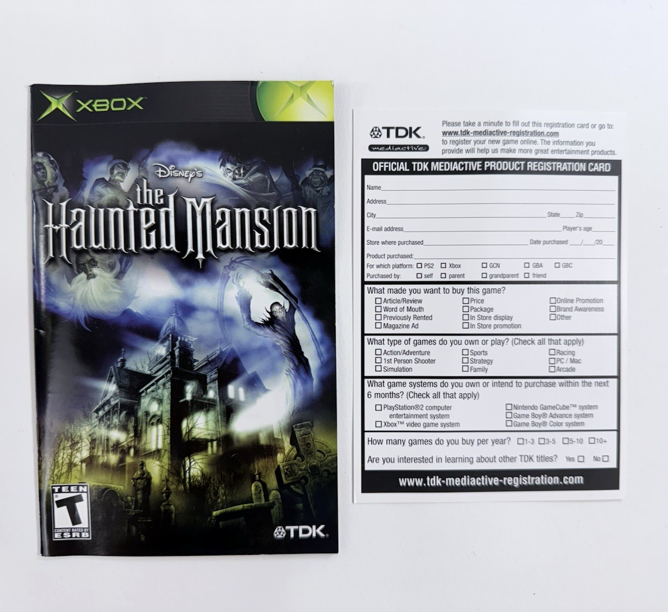 The Haunted Mansion (Xbox, 2003) Game, Case, Manual, Reg. Card, Ticket - Tested