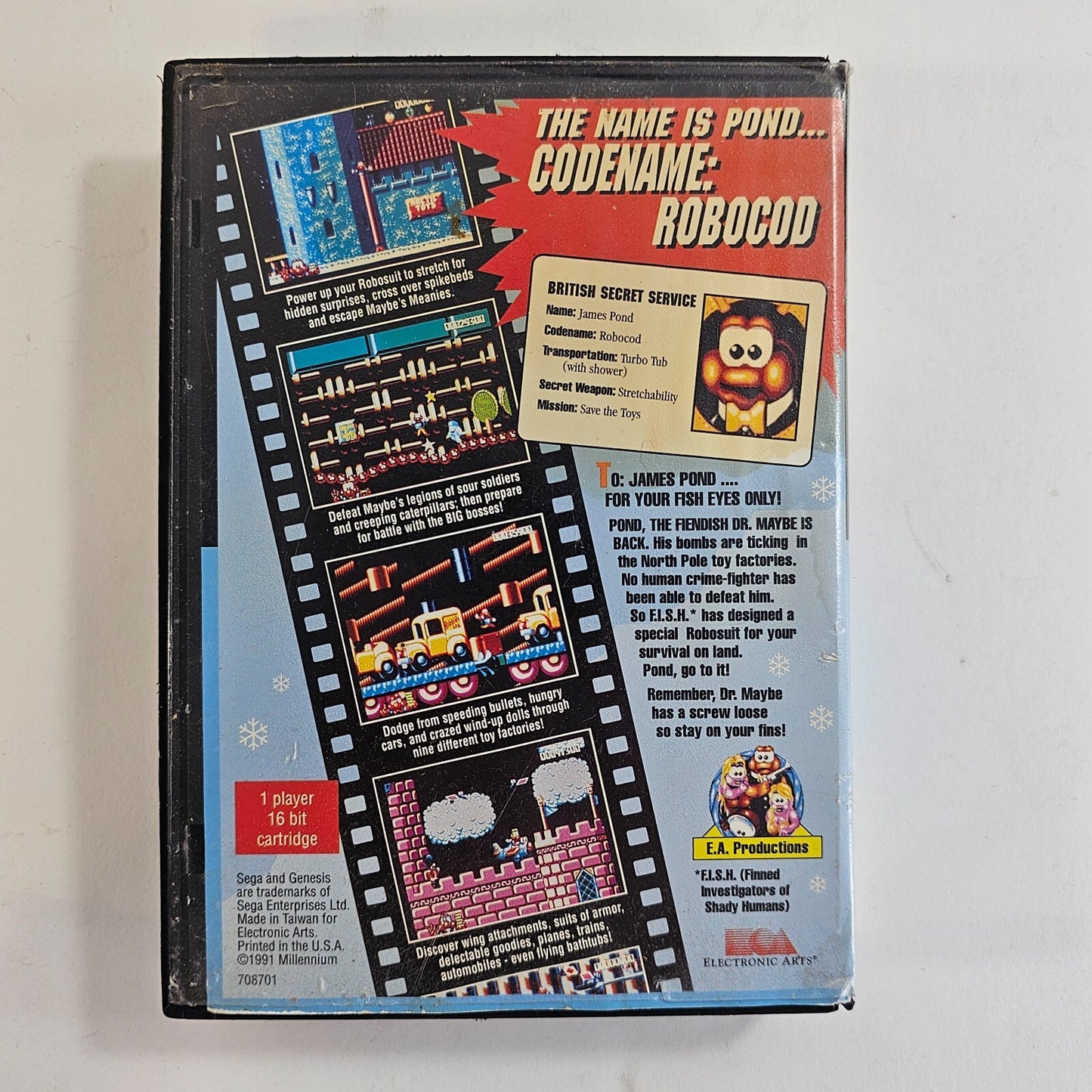 James Pond II: Codename RoboCod (Sega Genesis, 1993) Game and Case - Tested