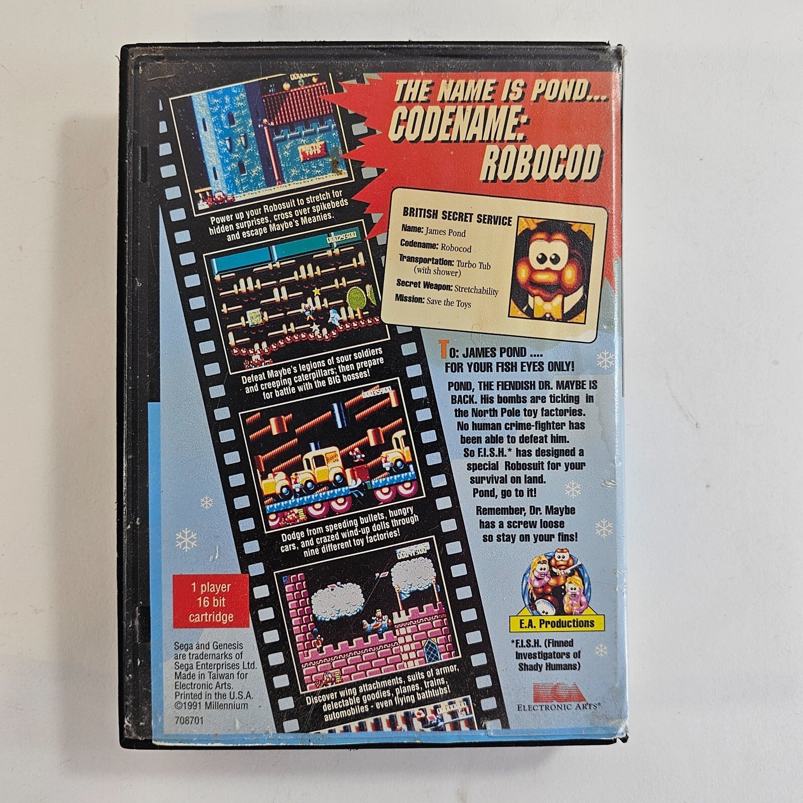 James Pond II: Codename RoboCod (Sega Genesis, 1993) Game and Case - Tested