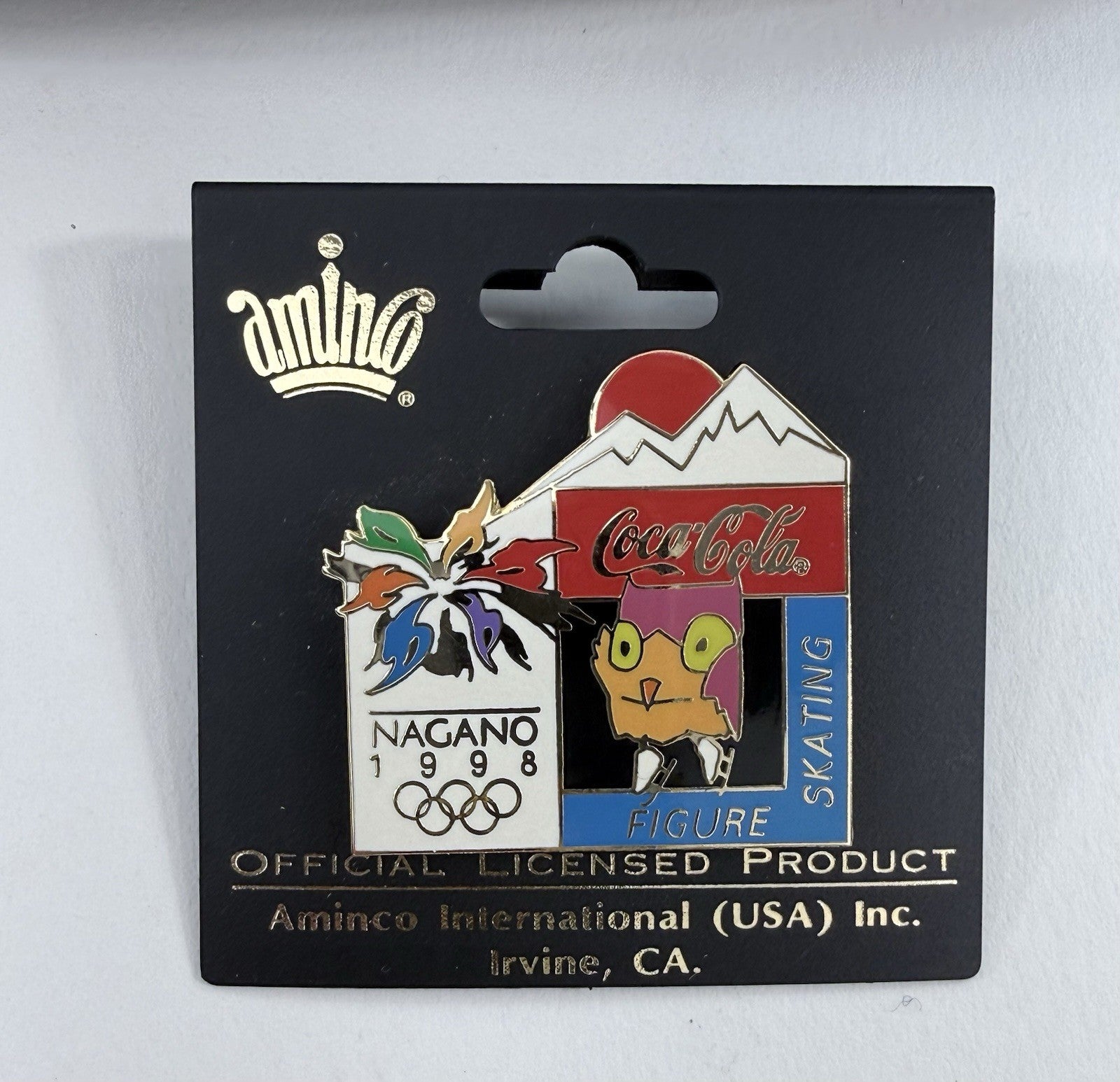 New Nagano 1998 Winter Olympics Official Pin Trading Bag w/Tag + Coca-Cola Pins