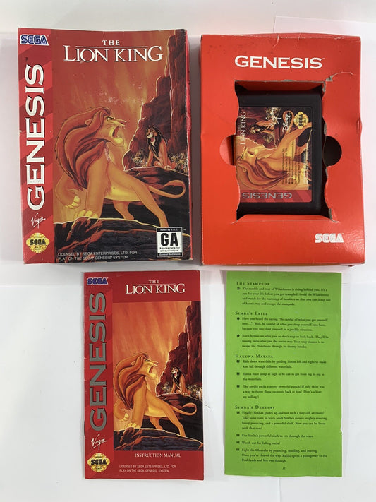 The Lion King (Sega Genesis, 1994) Game Box Manual Insert - Tested and Working