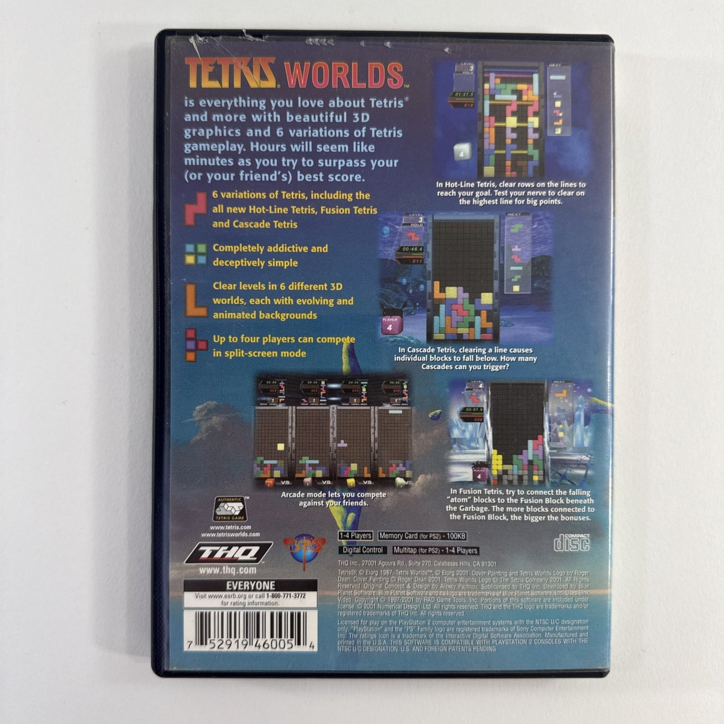 Tetris Worlds (Sony PlayStation 2, PS2, 2002) Game and Case