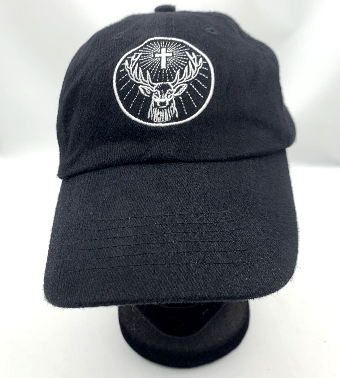 Jägermeister Size M-L "Shots Happen" Fitted Black Baseball Cap Hat with Logo