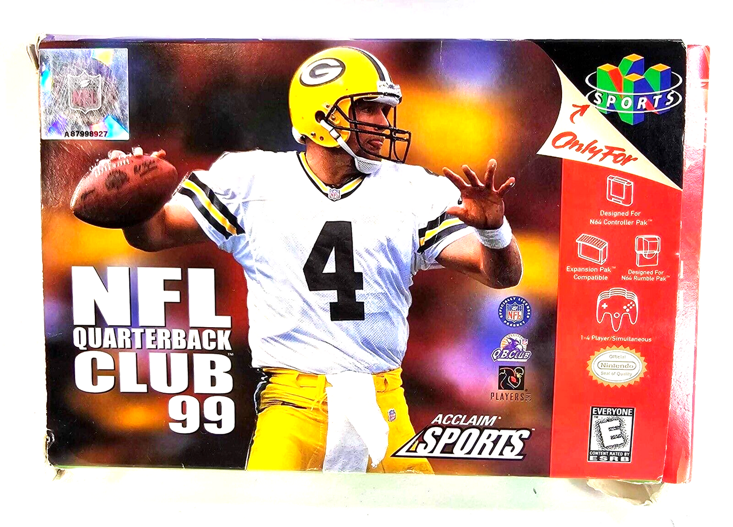 NFL Quarterback Club 99 (Nintendo 64, 2000) Game Box Poster Insert - Tested