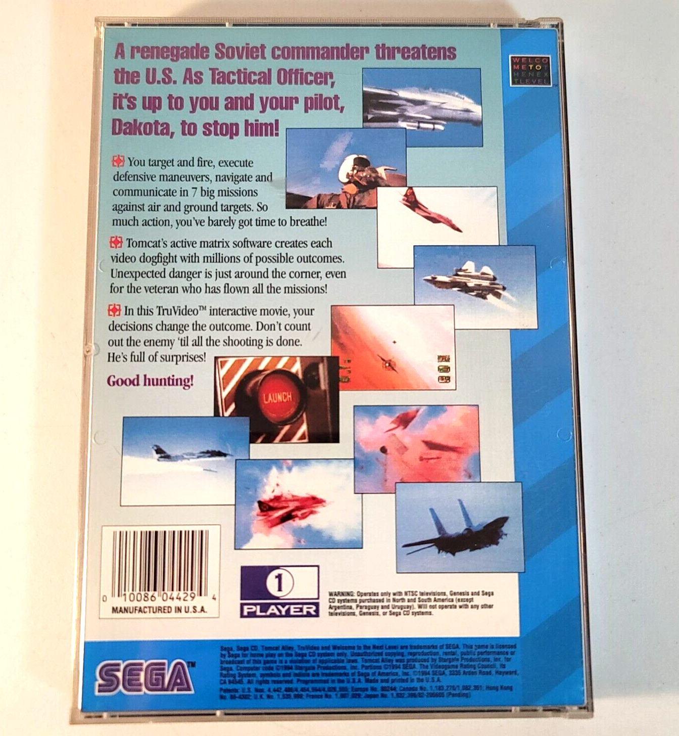 Tomcat Alley (Sega CD, 1994) Game Case Manual - Tested and Working - Read