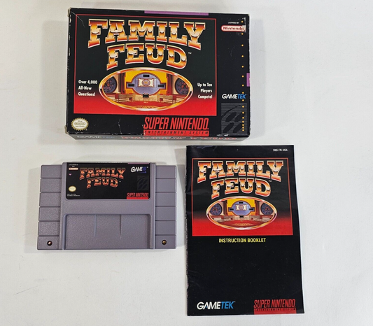 Family Feud (Super Nintendo Entertainment System, 1993) Game Box Manual - Tested