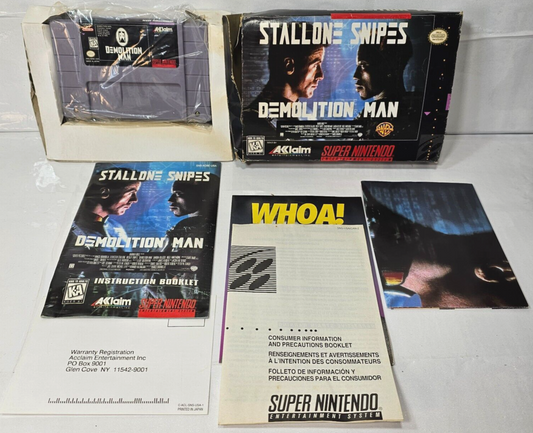 Demolition Man (Nintendo SNES, 1995) Game Box Manual Inserts Poster Registration