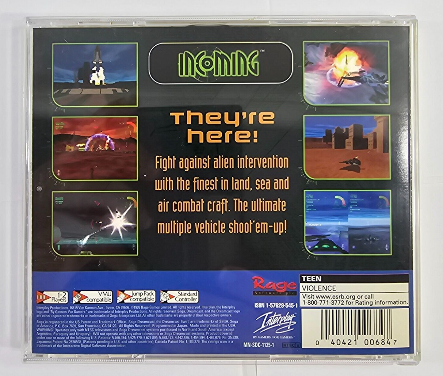 Incoming (Sega Dreamcast, 1999) Game Case Manual - Tested and Working