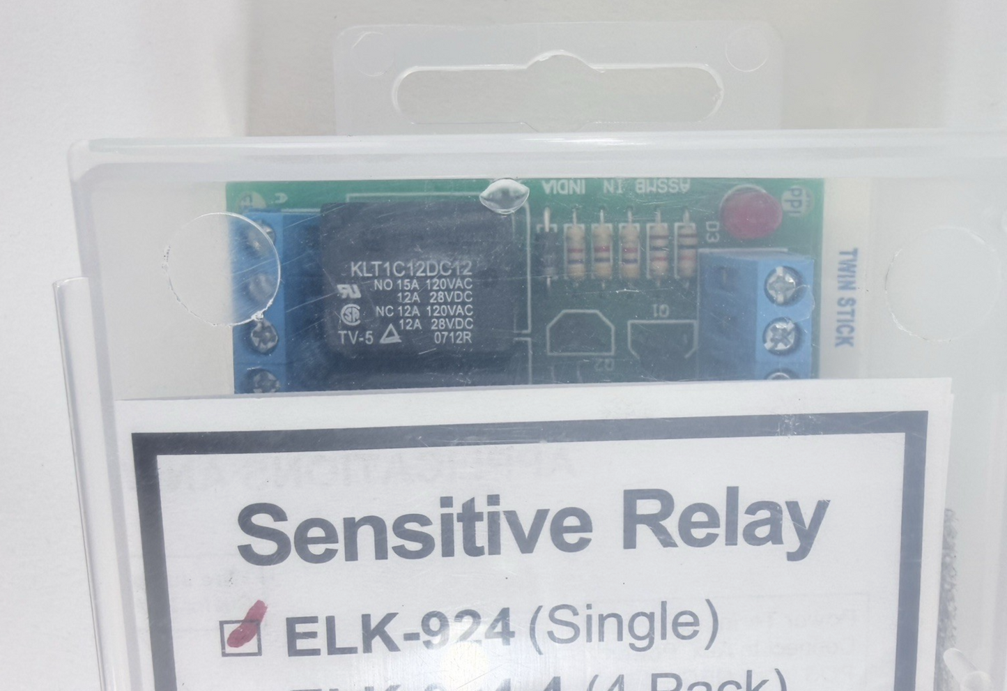 ELK-924 Sensitive Relay Module DPDT 12/24 VDC w/ 1.2 mA Trigger  - Open Box