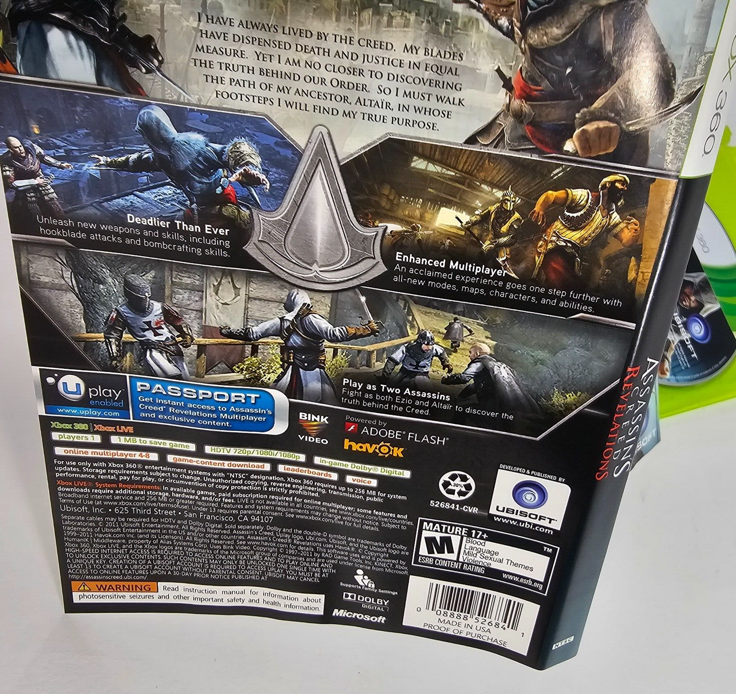 Assassin's Creed: Revelations (Xbox 360, 2011) Game Case Manual - Tested