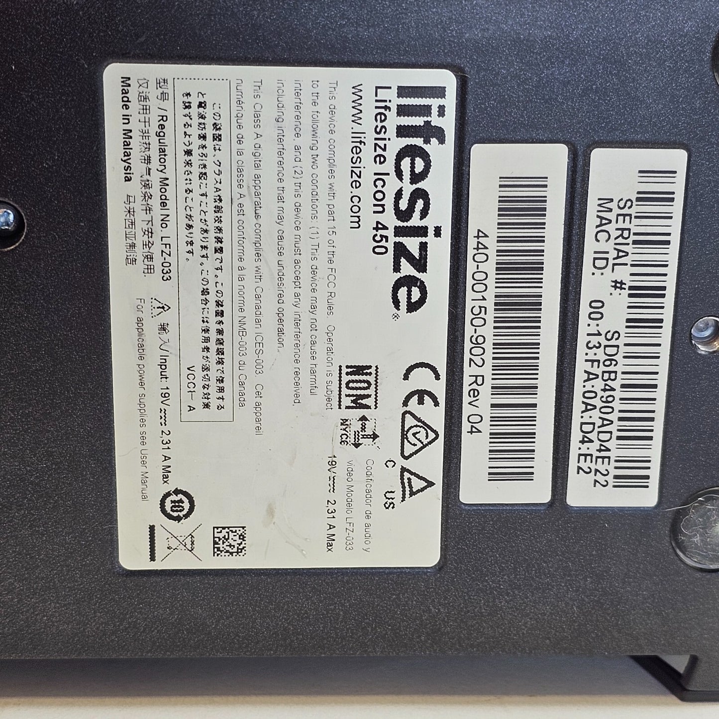 Lifesize Icon 450 Video Cameras and AC Adapter - Tested and Working