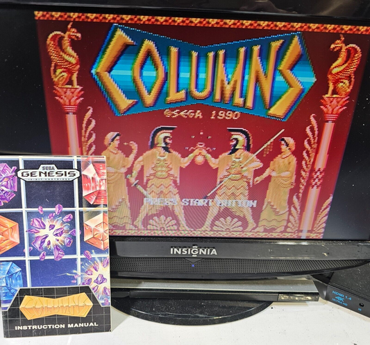 Columns (Sega Genesis, 1990) Game and Manual - Tested and Working