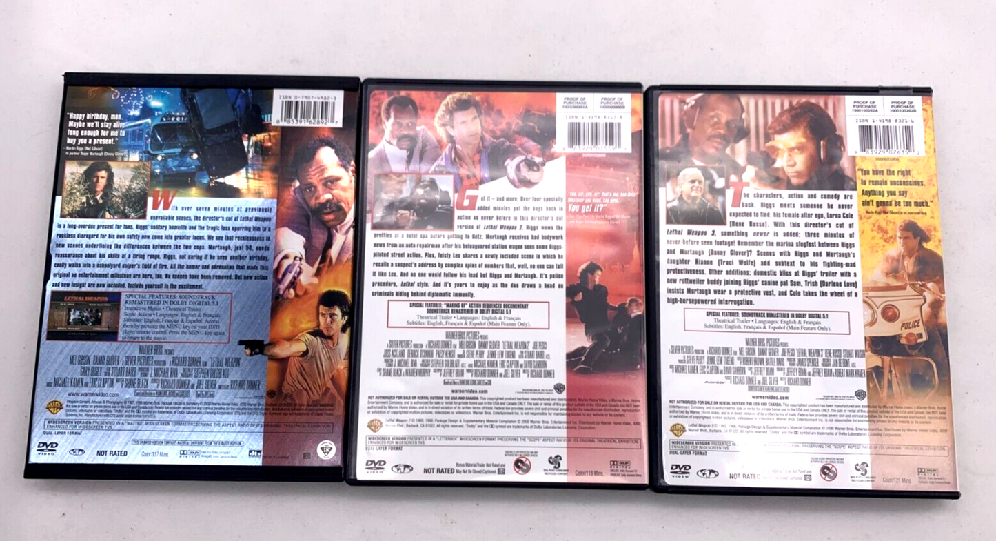 Lethal Weapon 1, 2, and  3 (DVD bundle)