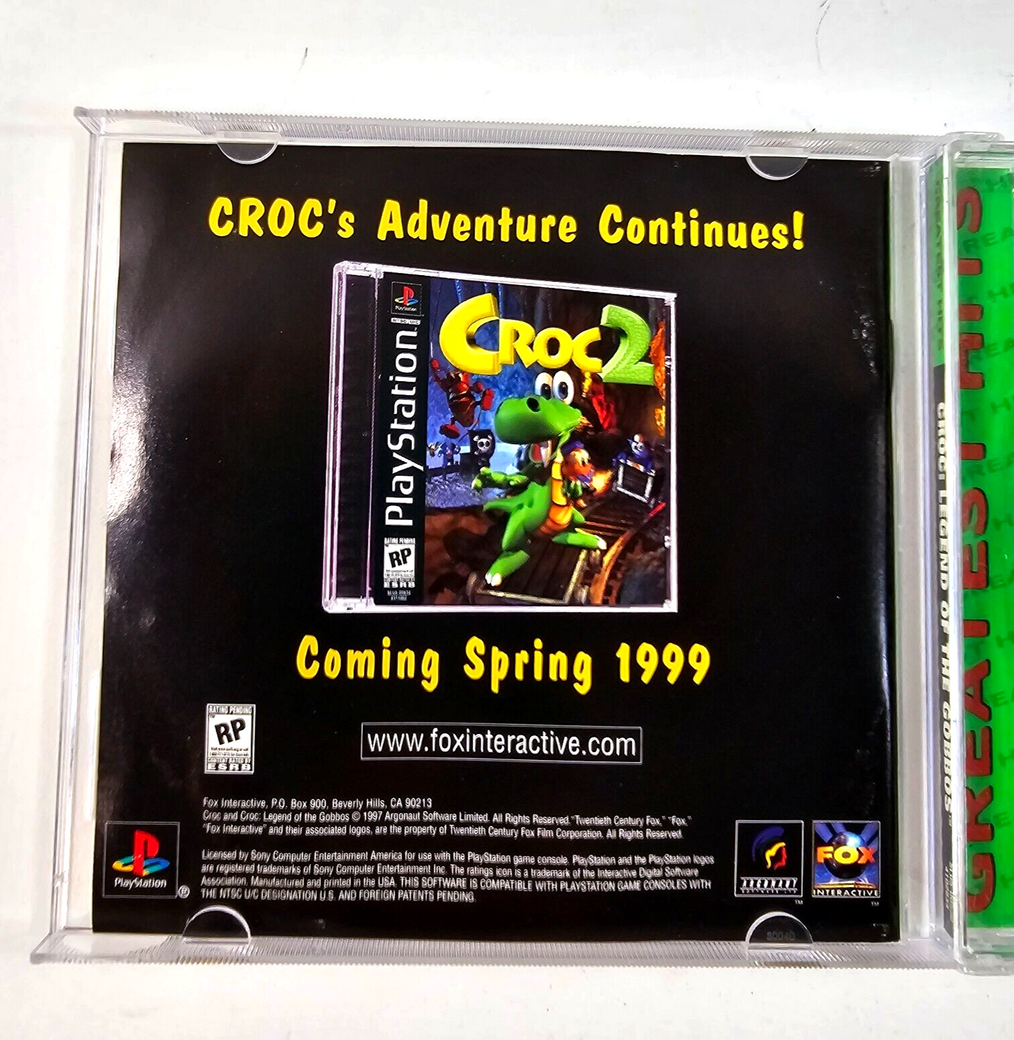 Croc: Legend of the Gobbos (PlayStation 1, 1998) Game Case Manual Registration