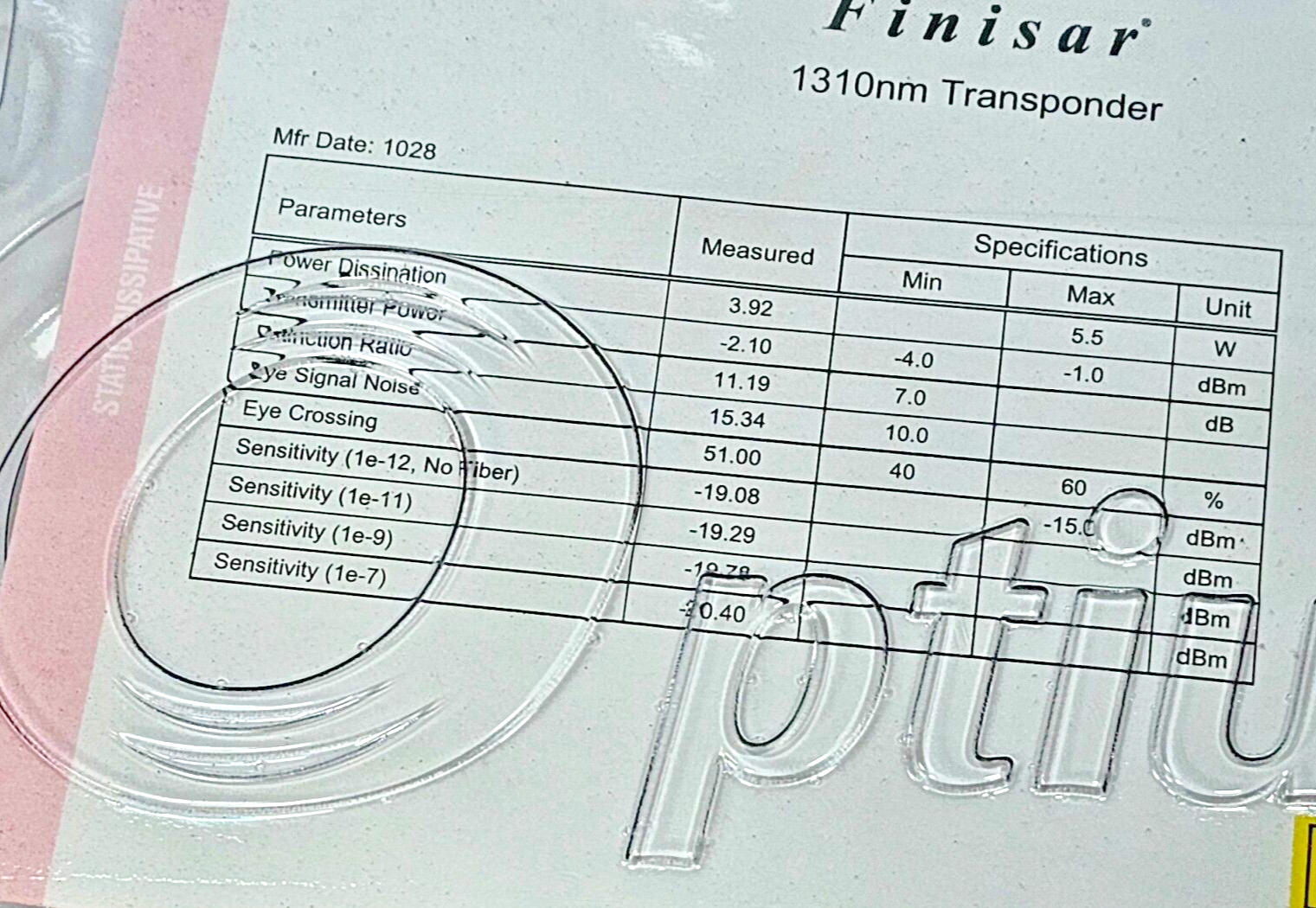 Finisar 1310nm Transponder 15TRPHV1MPS New Sealed
