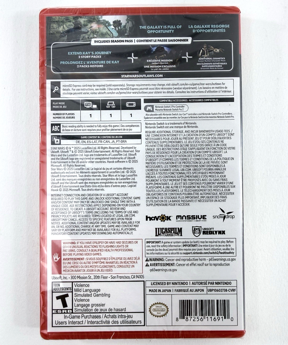 Star Wars Outlaws -- Gold Edition (Nintendo Switch 2, 2025) New, Factory Sealed