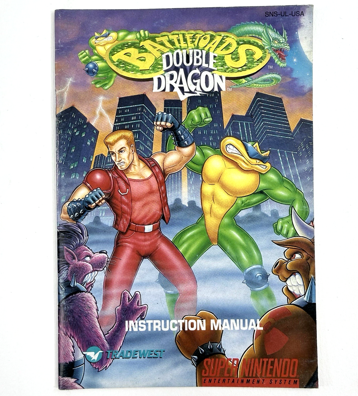 Tradewest 1993 Battletoads & Double Dragon Instruction Manual SNS-UL-USA