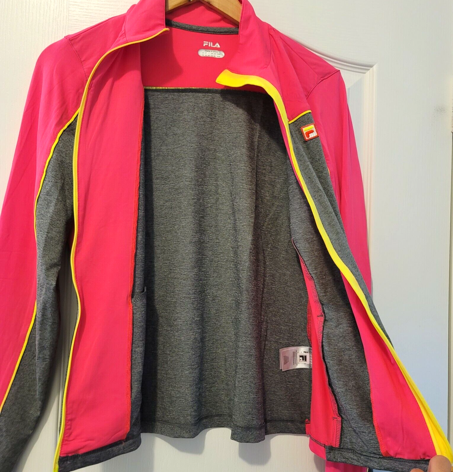 Fila Women's Medium Lightweight Pink/Yellow/Gray Athletic Running Jacket