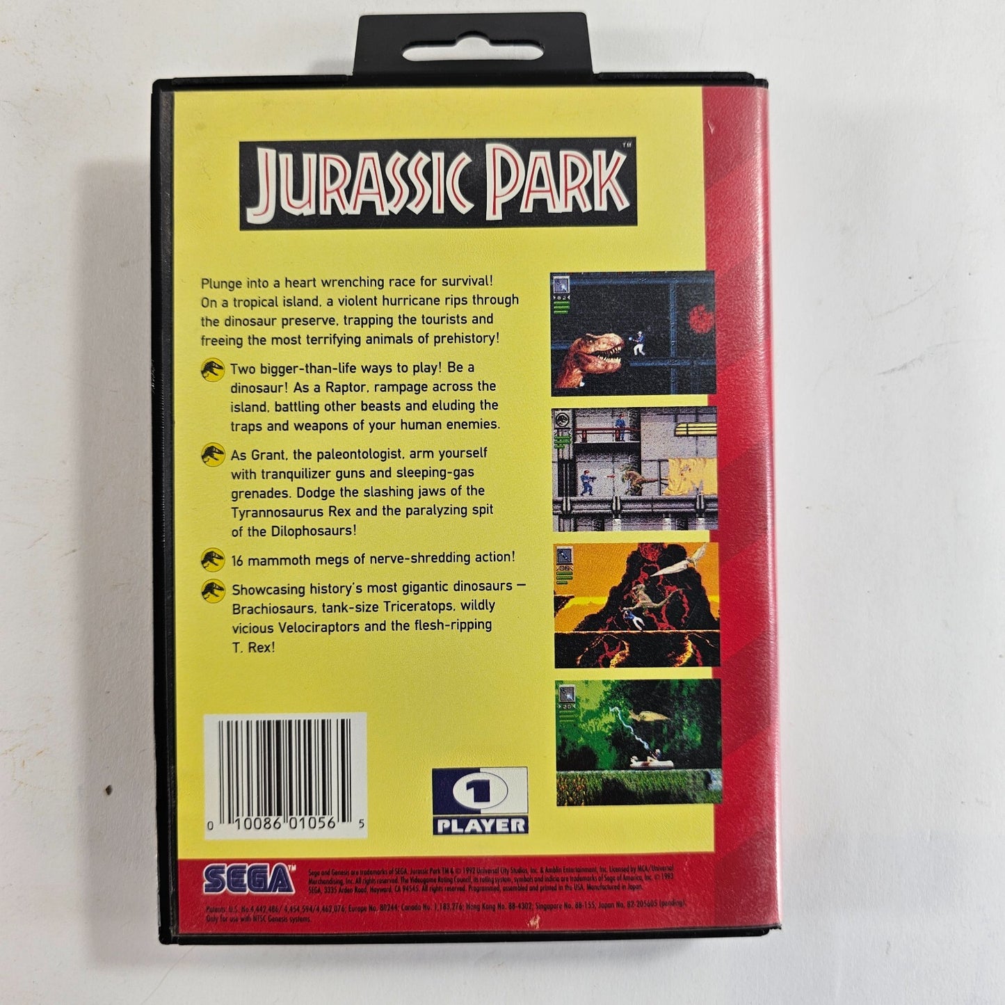 Jurassic Park (Sega Genesis, 1993) Game and Case - Tested and Working