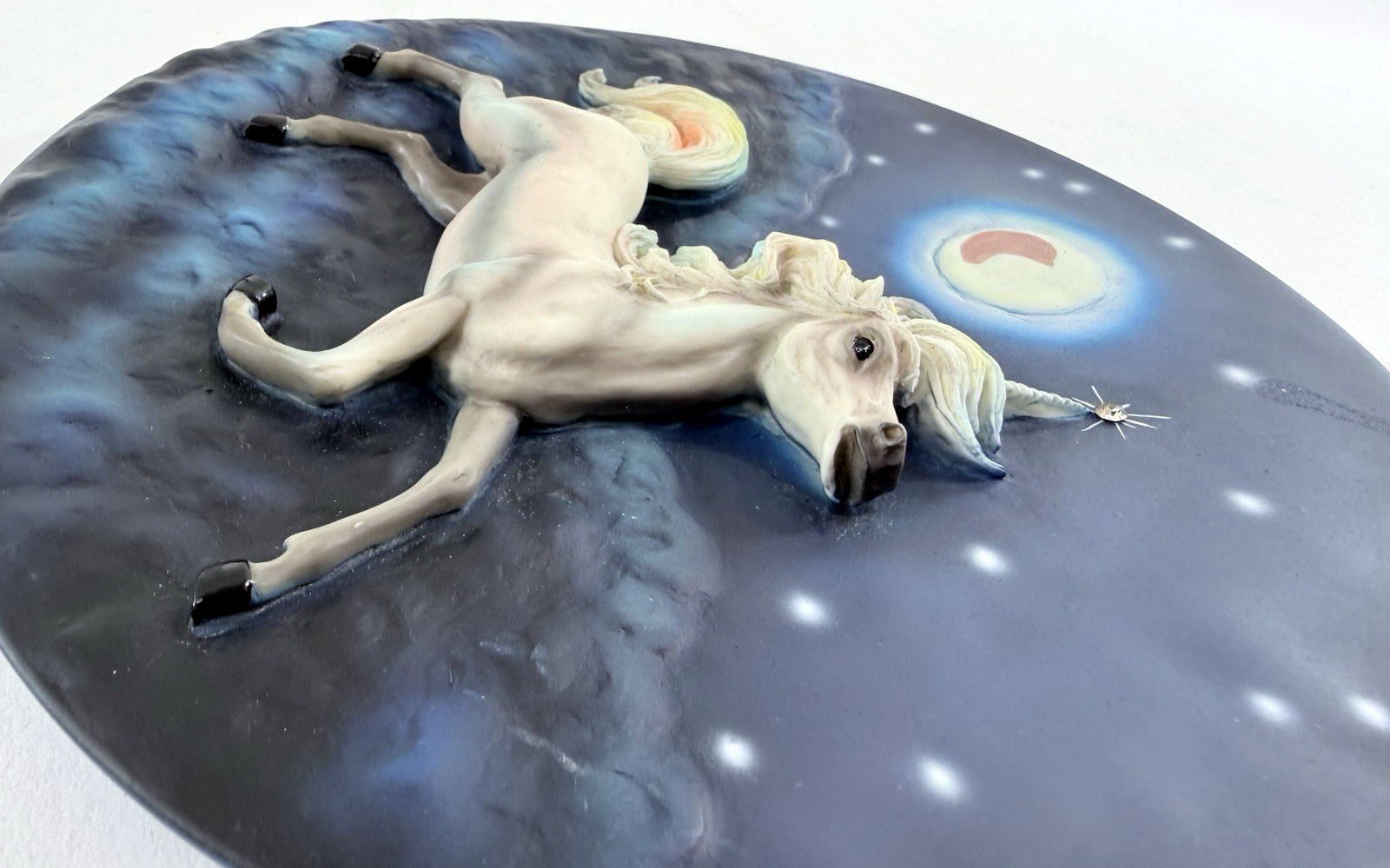 Whimsical 7.5” Moonlit Unicorn Textured Decorative Plate