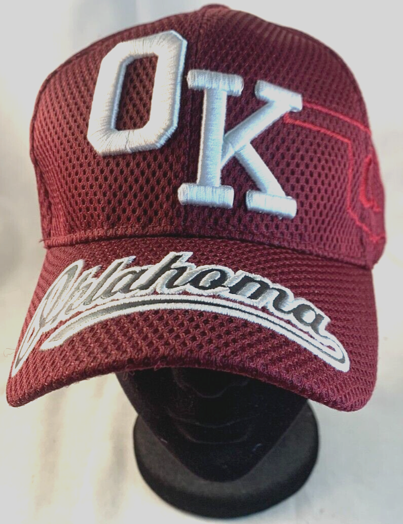 Oklahoma State Embroidered Maroon Adjustable Mesh Hat by USA Headwear