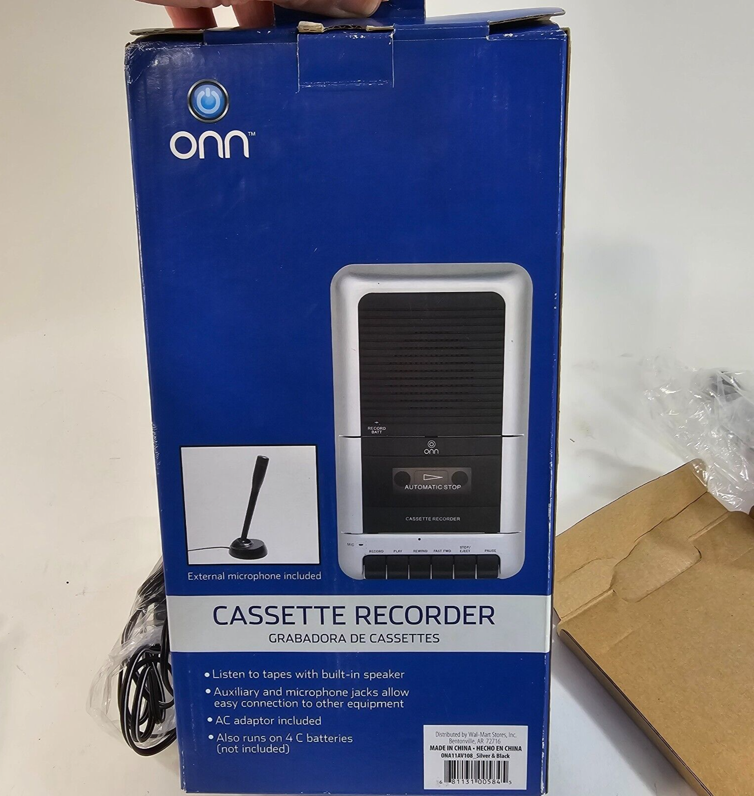 Onn ONA11AV108 Cassette Recorder with Microphone - New, Open Box