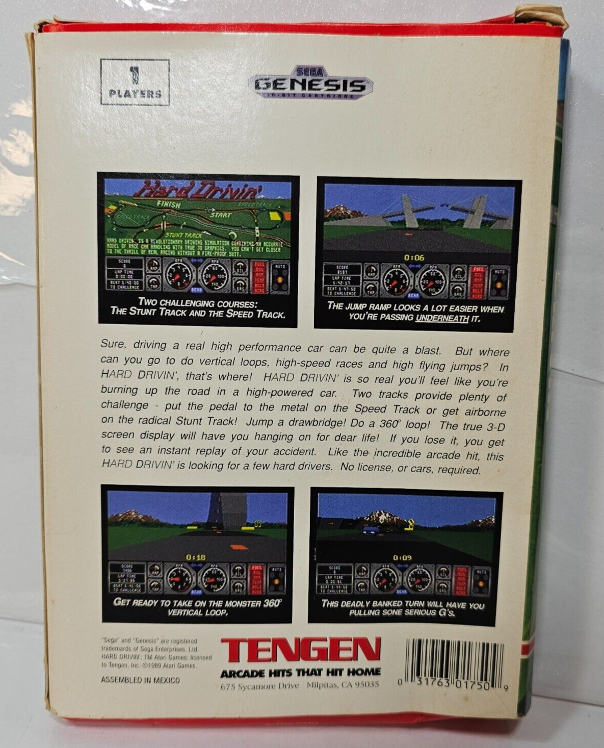 Hard Drivin' (Sega Genesis, 1991) - Game Case Manual Registration Card - Tested