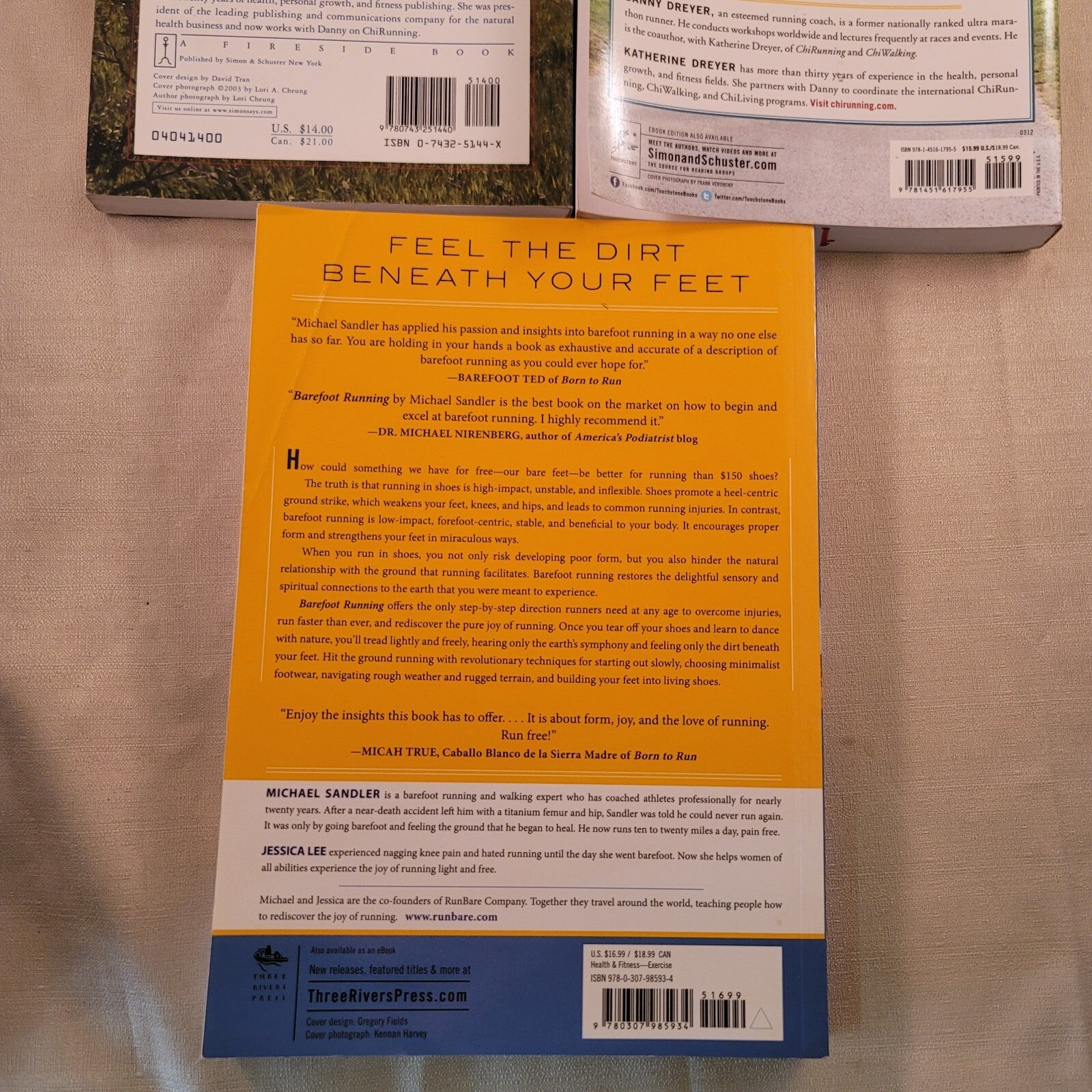 Barefoot Running by Jessica Lee; Michael Sandler Chi Running Marathon Book Lot