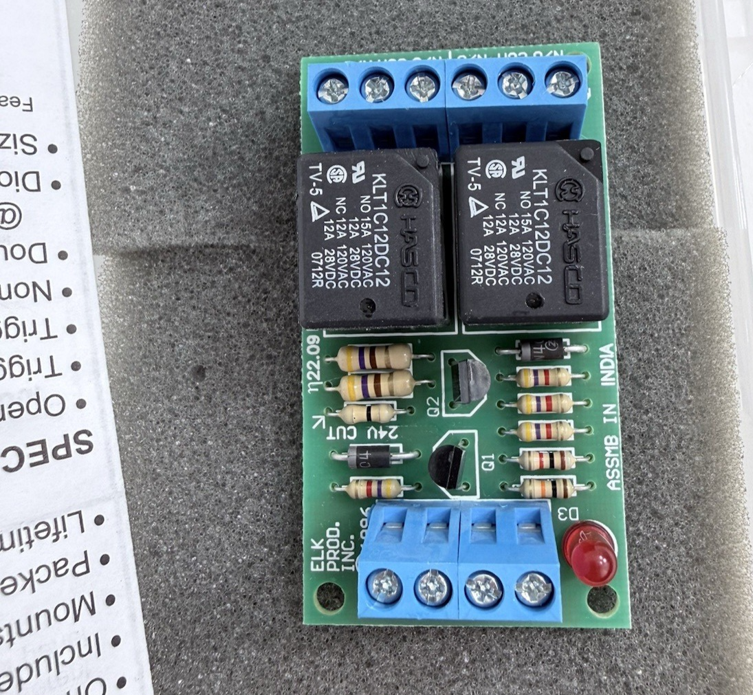 ELK-924 Sensitive Relay Module DPDT 12/24 VDC w/ 1.2 mA Trigger  - Open Box