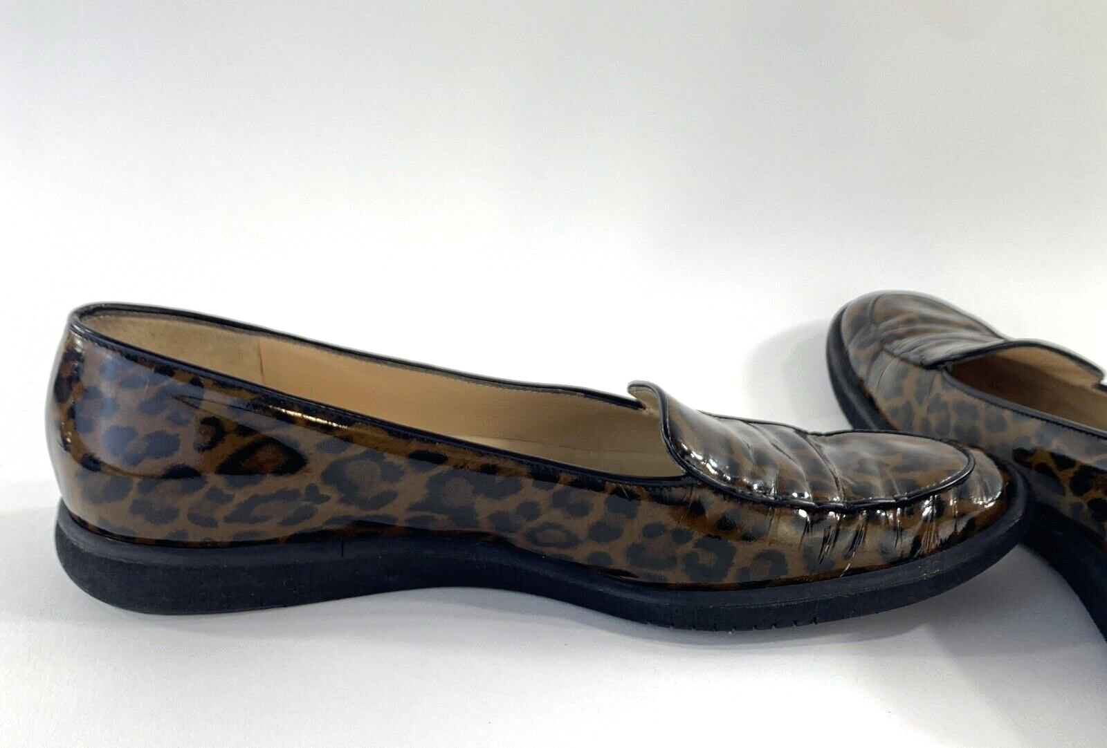 Salvatore Ferragamo Cognac Size 7 AA Leopard Print Brown Patent Leather Flats