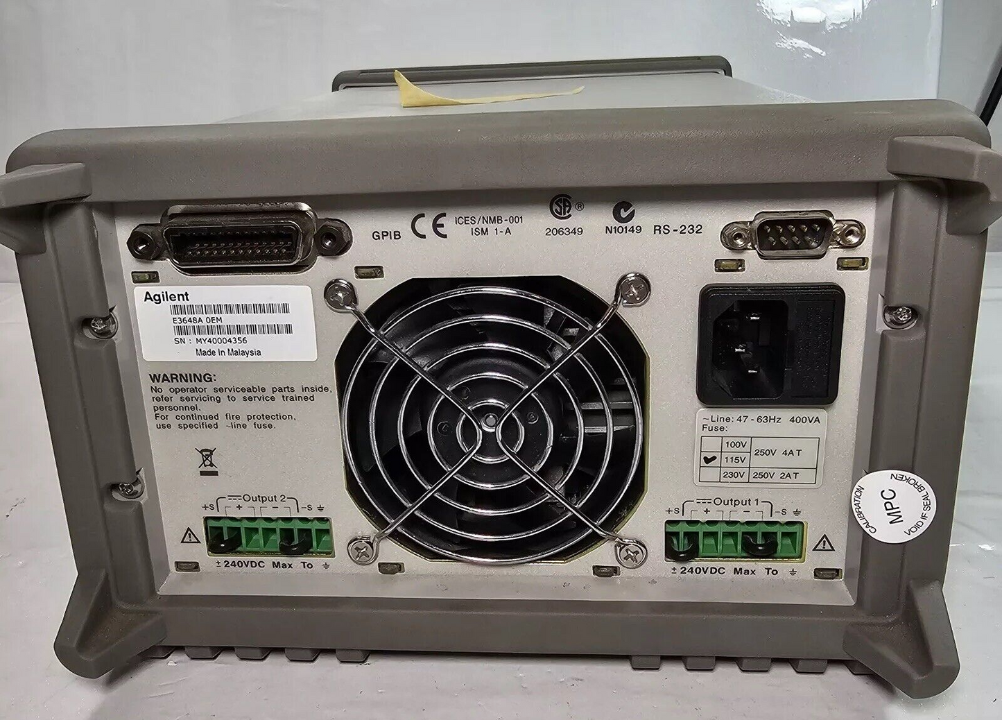 Agilent E3648A Dual Output DC Power Supply 0-8V,5A/0-20V,2.5A - Tested - 4356