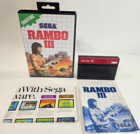 Rambo III (Sega Master System, 1988) Game Case Manual Poster - Tested