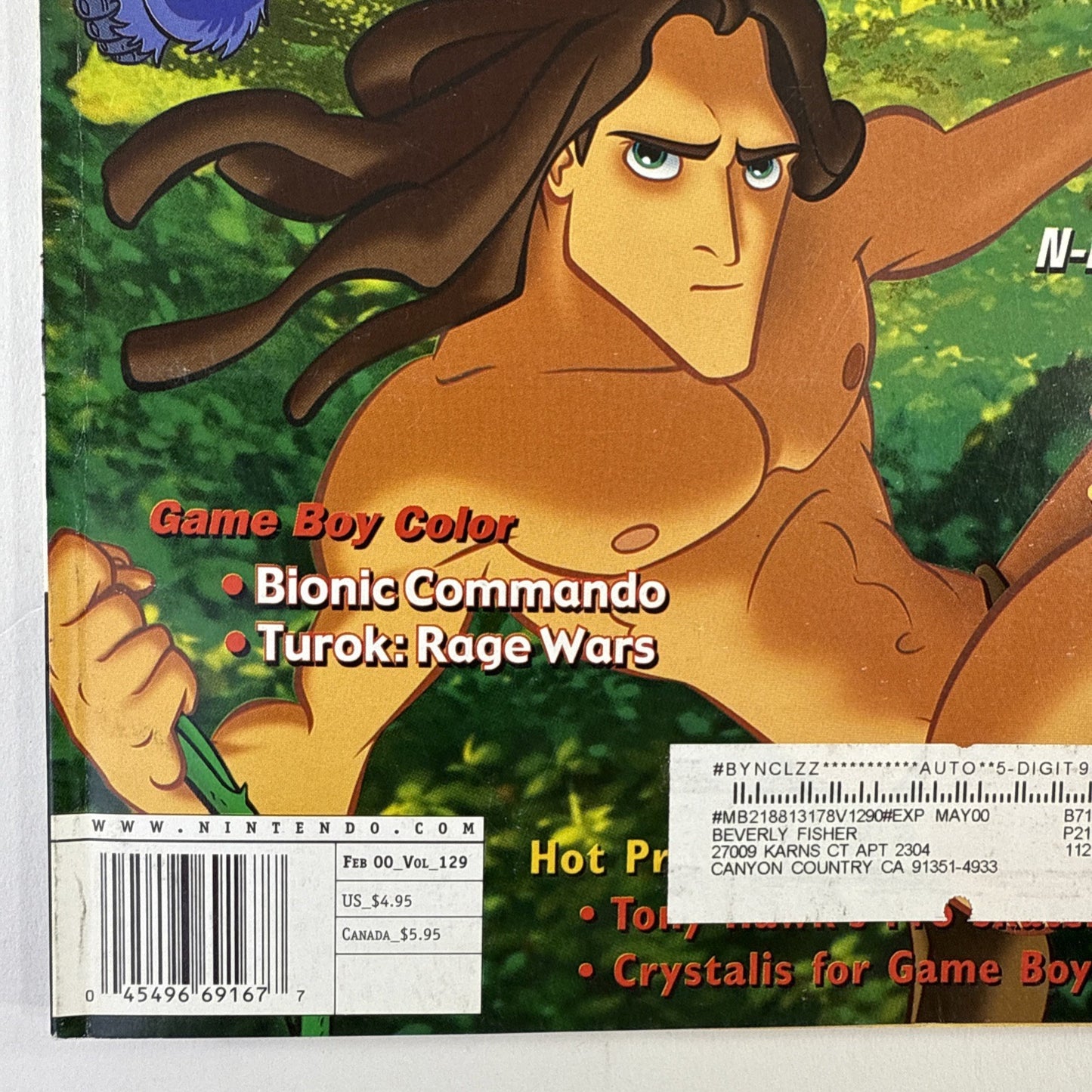 Nintendo Power (Vol. 129, Feb '00) Disney's Tarzan w/ Pro Skater Poster, Comic