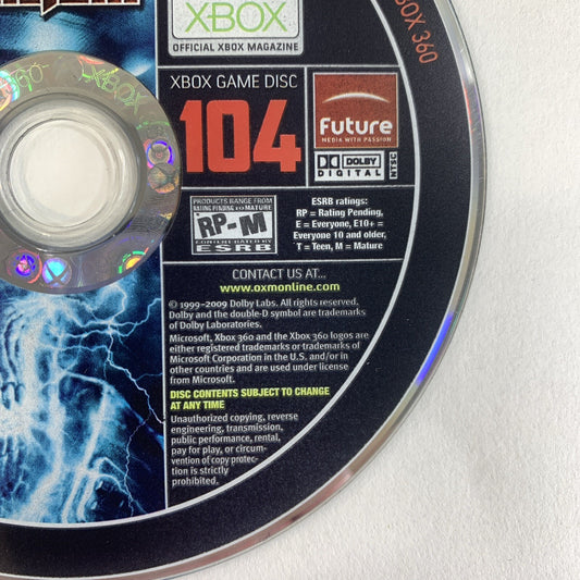 Xbox Magazine Game Demo Disc 104 Wolfenstein for Xbox 360