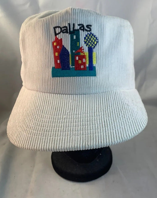 Rare Dallas White corduroy Cap/Hat Vintage Snapback By R.O.C