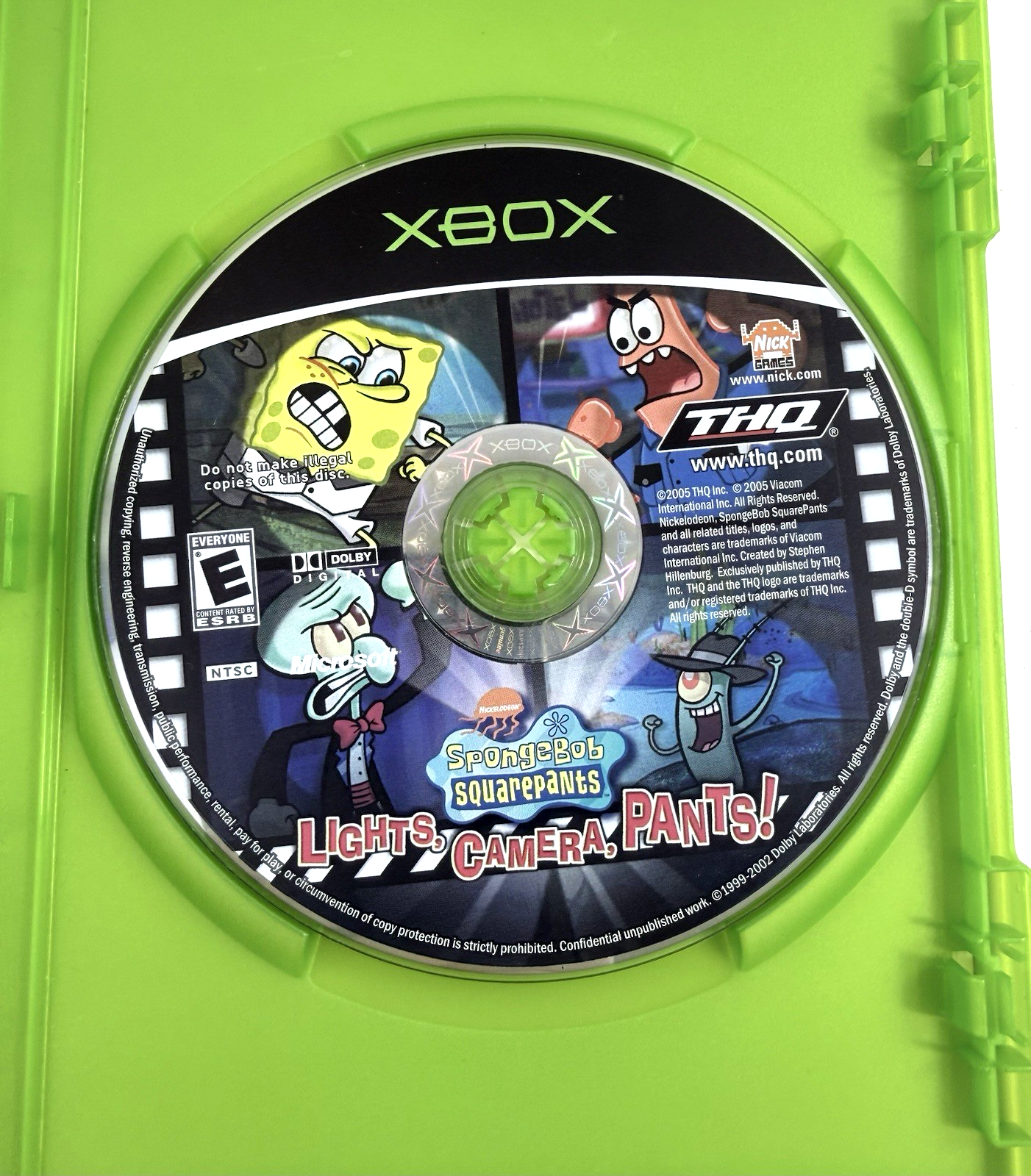 SpongeBob SquarePants: Lights, Camera, Pants (Microsoft Xbox, 2005) Game & Case
