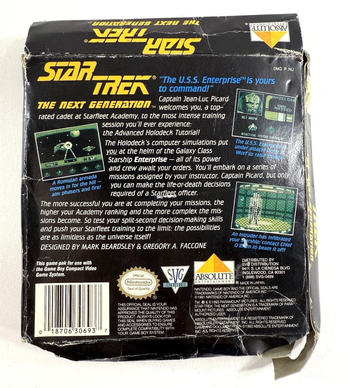 Star Trek: The Next Generation (Nintendo GameBoy, 1993) Game Box Manual Inserts