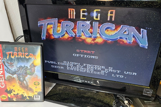 Mega Turrican (Sega Genesis, 1994) Game Case Manual Registration - Tested