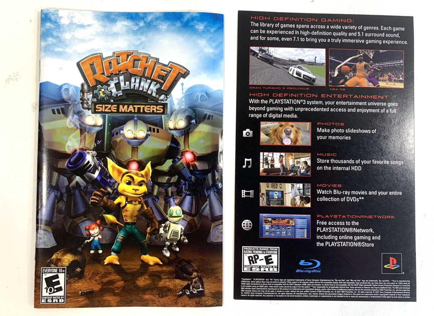 Ratchet & Clank: Size Matters (Sony PlayStation 2, 2008) Game Case Manual Insert