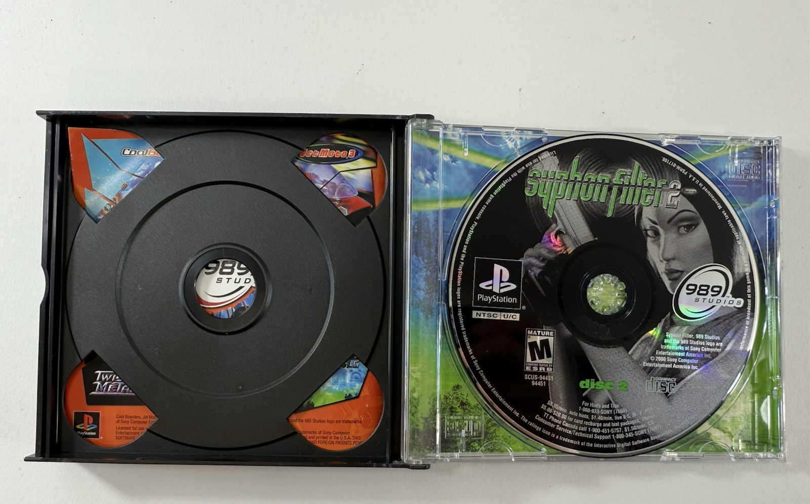 Syphon Filter 2 (Sony PlayStation 1, 2000) Game Discs, Case, Manual - Tested