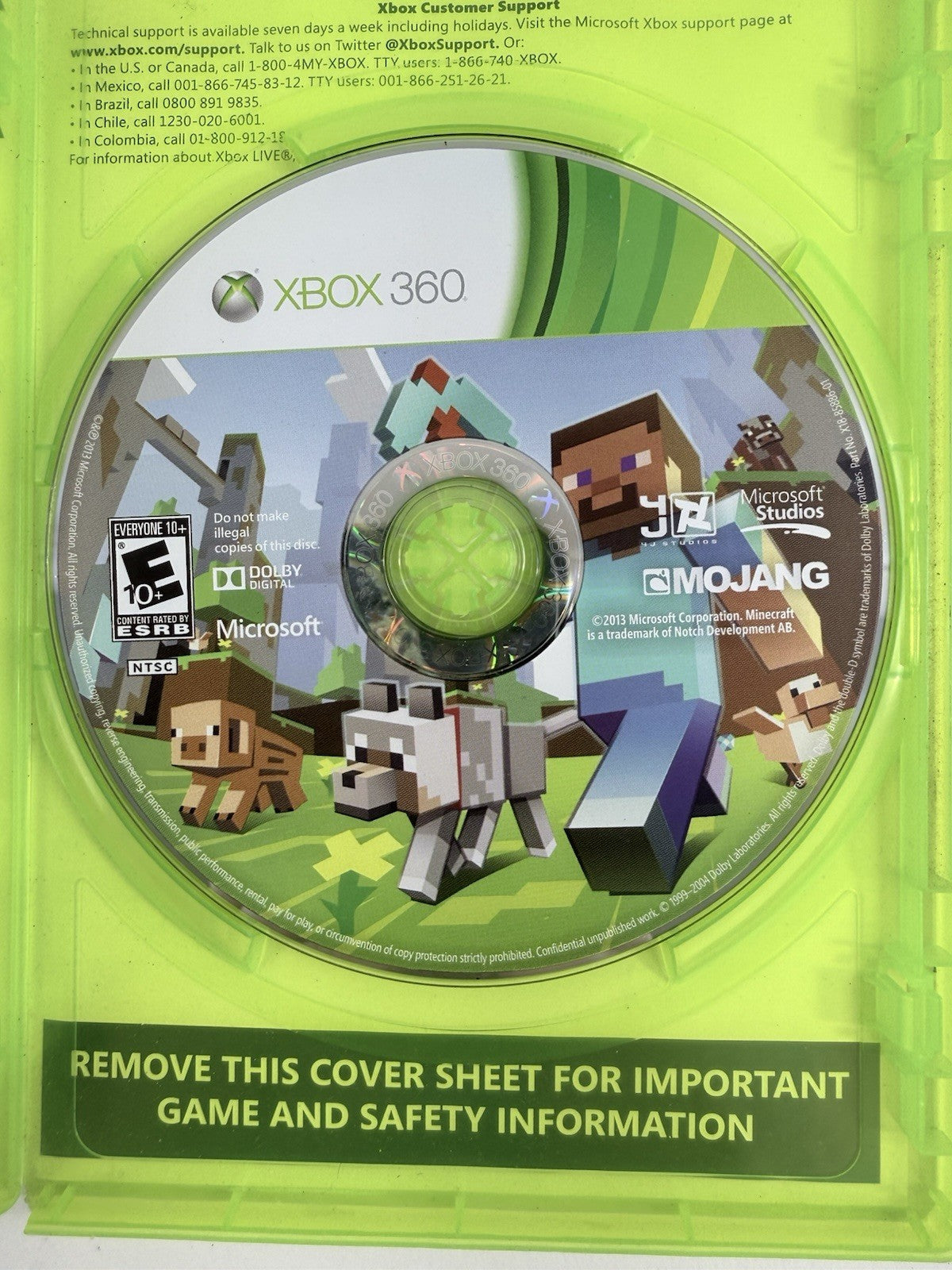 Minecraft (Microsoft Xbox 360, 2013) Game and Case - Tested and Working