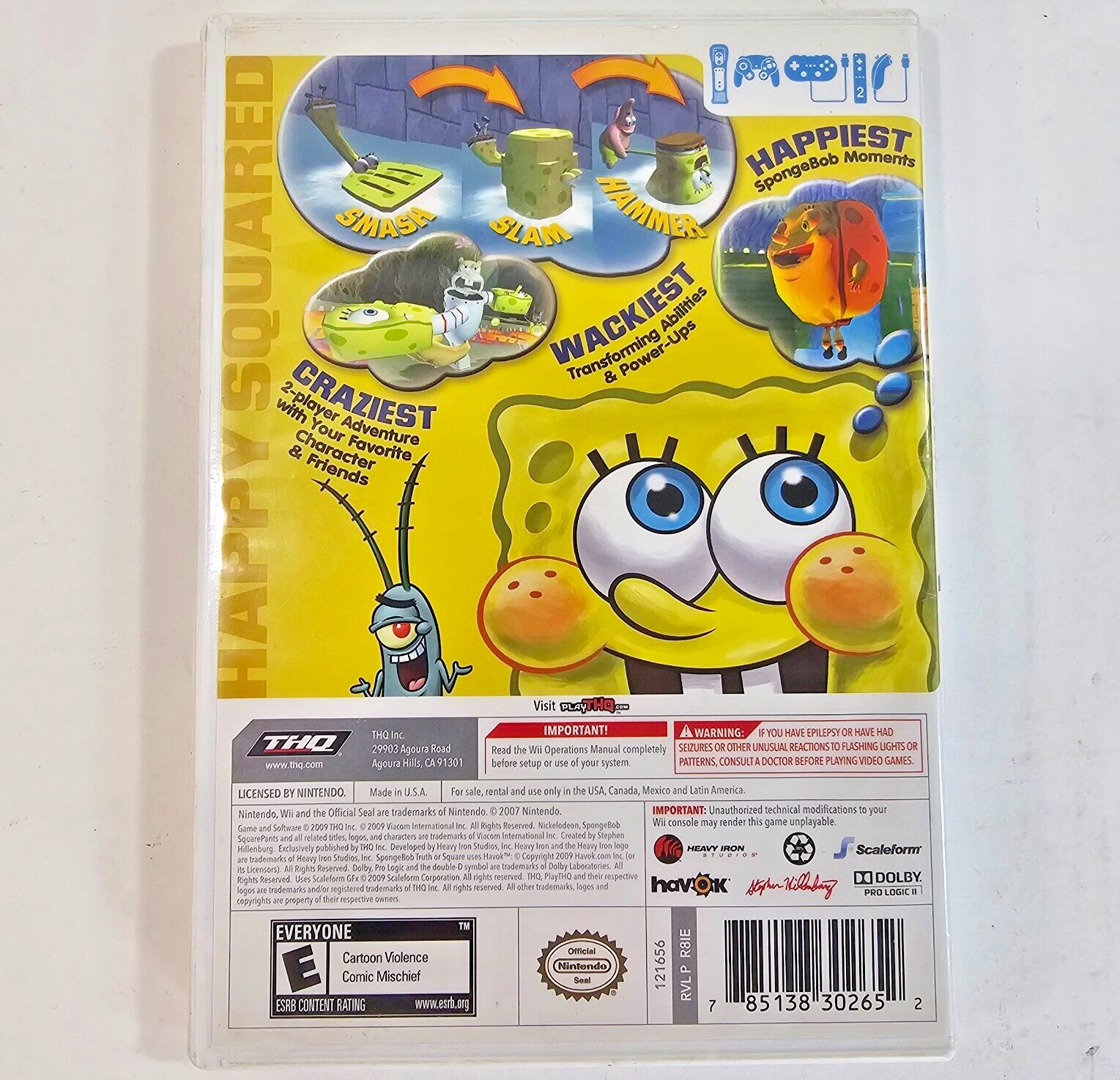 SpongeBob's Truth or Square (Nintendo Wii, 2009) Game Case Manual - Tested