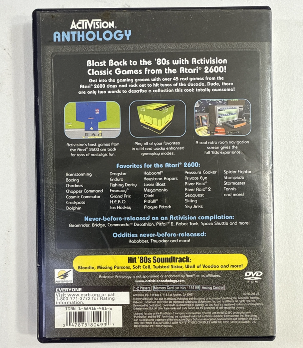 Activision Anthology (PlayStation 2, 2002) Game Case Manual Registration -Tested